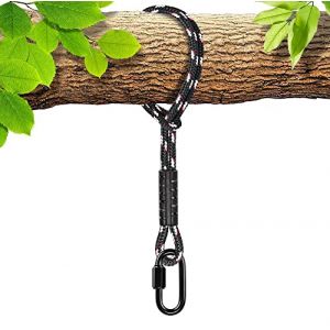 BeneLabel Hamac Arbre Balançoire Sangle Suspendue avec Mousqueton, 1.5M Suspension Corde Polyester pour Arbre Extérieur Chaise Jeux Accessoires, Jusqu'à 2500lbs, 10mm Diamètre, Noir (besthouse, neuf)