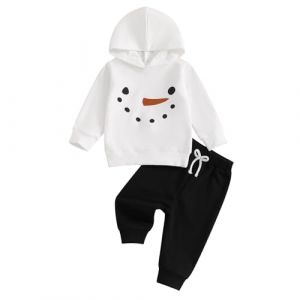 Caziffer Ensemble de No&euml;l B&eacute;b&eacute; Gar&ccedil;on Fille D&eacute;guisement Imprim&eacute; Sweat &agrave; Capuche + Pantalon Unisexe 0-3 Ans (Blanc B, 12-18 Mois) (baixia, neuf)