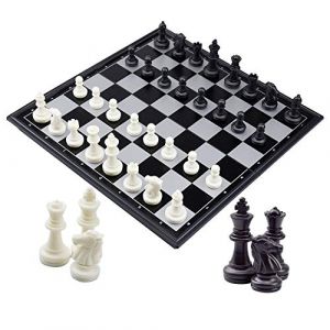 SANTOO Jeu D'&eacute;chec Deluxe Pliable, Echiquier Magnetique avec Echecs, Echecs Magn&eacute;tique Noir et Blanc pour Enfants et Adultes (JACM KEON LTD., neuf)