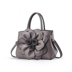 NICOLE & DORIS Sac a Main Femme Mode Sac Epaule Femme en PU Cuir Petit Sac Bandoulière Femme Chic Sac à Main Avec des Fleurs Gris (LOTSLOT OÜ, neuf)