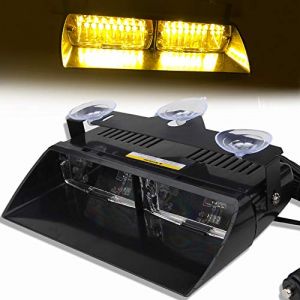 Balise Feu de Détresse Ambre 16 LED Application de la Loi Lumière Avertissement Stroboscope Clignotant Lampe D'urgence avec la ventouse 12V Pour le toit/le tableau de bord/le pare-brise internes (KaiDengZhe, neuf)