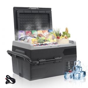 Techomey Glacière à Compression, 50L, Glacière Electrique 12V/24V et 220-240V, Réfrigérateur de Voiture, avec roulettes, Congélateur Portable pour Camping Car, Camion, Caravane, Bateau, -20°C-20°C (Techomey Electric Co., Ltd., neuf)