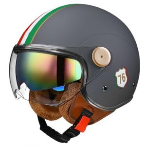 Casque Ouvert Moto 3/4, Casque Unisexe-Adulte Ouvert avec Double Visière Solaire, Demi-Casque Moto Modulable Style Rétro Vintage Approuvé Dot/ECE (zyhanghogn, neuf)