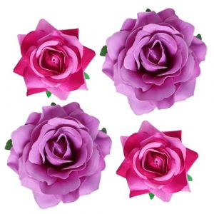 Lot de 4 barrettes à cheveux roses en tissu, style mexicain, pour femme, fille, mariage, fête des mères (violet clair) (hongwuzhenxiaodianpu, neuf)