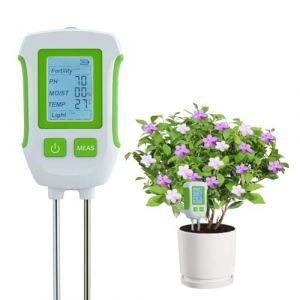 Mcbazel Testeur de Sol 5 en 1 Appareil Multifonction pour Jardiniers et Agriculture, Mesure le pH, l&rsquo;Humidit&eacute; la Temp&eacute;rature, la Lumi&egrave;re, Fertilit&eacute; du Sol avec Double Sonde et &Eacute;cran LCD Soil PH Tester (FUNNIPLAY, neuf)