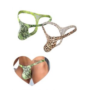 ohyeahlady Slip Homme Chic Poche Rioglo Tanga Hot sans Couture String Ficelle Coton Mini String Taille Basse Slip De Bain Borat Culotte Tenue Hot Lingerie sous Vetement M,Léopard+Vert (ohyeahlady, neuf)