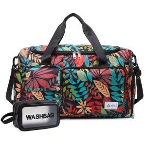 Petit sac de sport pour femme, sac de voyage avec compartiment &agrave; chaussures, Z3#Feuilles rouges, Sac de sport et trousse de toilette (YLWJCZQ, neuf)