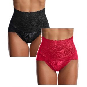 1/2PCS Culotte Femme Ventre Plat Sexy Dentelle Maille Transparente Femmes sous-V&ecirc;tements Grande Taille Taille Haute Culotte Culotte String Gainante Ventre Plat Culottes Sculptantes (SUNNSEAN, neuf)