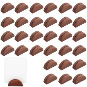 Tinoaly 30pcs Supports Bois Num&eacute;ros de Table, Demi-Cercle Porte-Cartes pour Mariage Restaurant Banquet F&ecirc;te anniversaire Porte-Noms R&eacute;utilisables pour Photo &Eacute;tiquette Menu (Marron) (moncion, neuf)