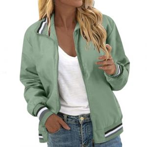 RUIRUILICO Veste Femme Mi Saison Décontracté 2025 Automne Bomber Classique Manche Longue Veste de Sport Ample Léger Blouson Couleur Unie (RUIRUILICO(UP TO 50% OFF!), neuf)