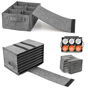Porte-Assiettes en Feutre,2 Pièces Range Assiette Camping Car pour 8 Assiettes et 6 Tasses,Porte Tasse en Feutre Vaisselle Camping Accessoire pour Caravanes, Voyage, Gadget, Armoires de Cuisine (Luniquz Shop, neuf)