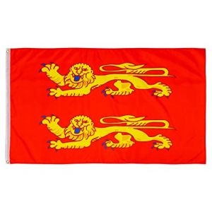 PHENO FLAGS Drapeau Normandie 90x150cm &ndash; normand - r&eacute;sistant aux intemp&eacute;ries, avec &oelig;illets en laiton, 100% polyester, coutures doubles robustes et couleurs &eacute;clatantes &ndash; pour les passionn&eacute;s de drapeaux (aricona, neuf)