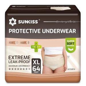 SUNKISS Culottes Incontinence Femme Jetables de Jour Sous-vêtements Post Accouchement Slip Absorbants Protection Maximale Taille XL Beige 64 Unités (SUNKISS Direct, neuf)
