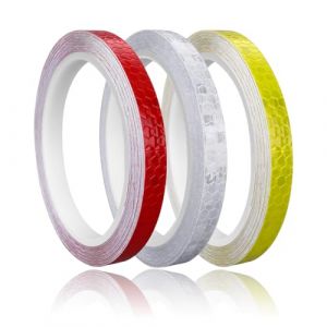 HABNI Ruban Réfléchissant Auto-Adhésif,3 Rouleau 10Mmx8 M Néon D'Avertissement Autocollant Bande Réfléchissante Forte Pour Vélo,Casques,Moto(Rouge, Jaune, Blanc) (XIANXIAN LI, neuf)