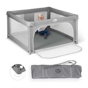 MS BabyWorld - PARC POUR BÉBÉ L - 120x120 | Parc Pliable pour Bébé | Aire de Jeux Sécurisée | Avec Portillons et Fenêtres en Maille (SLEEP & PLAY, neuf)
