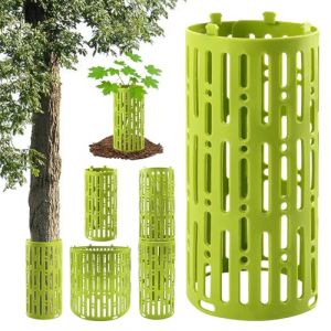 dellyy Protection Arbre Tronc, Plantes D'Écorce Protection, Lot de 4 Protections pour Tronc d'arbre, Protection Contre Les Morsures, Protection Extensible Contre Les Rongeurs (Vert) (QINH, neuf)