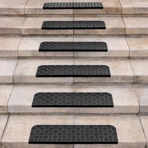Spurtar Caoutchouc Tapis Antid&eacute;rapant Tapis Anti Derapant Tapis de Marche, Nez de Marche Int&eacute;rieur Marchettes D'escalier Ext&eacute;rieur Anti Glisse Tapis, 65 x 25 cm,Lot de 6 (Wittyware EU, neuf)