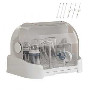 Rangement De Bouteilles Anti-poussi&egrave;re - 31,5x25.5x25cm &Eacute;gouttoir &Agrave; Biberons Pour B&eacute;b&eacute; Avec Bac &Agrave; Eau Amovible | Rangement De Bouteille Anti-poussi&egrave;re Pour Egouttoir Biberon Bebe Et Couverts (zhangzhiweI, neuf)