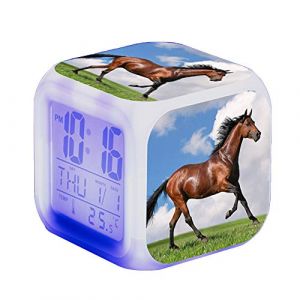 Réveil cheval - Alarme animale - LED - Avec lumière - Brillant dans la nuit - Pour enfants et adultes - Cadeaux D'anniversaire pour Adultes (F) (TU WEN, neuf)