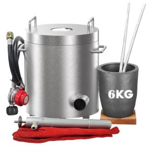 GarveeTech Forge &agrave; Gaz Propane Four de Fusion 6 kg, Kit Complet avec Creusets & Pinces (1482&deg;C max), Pour Recyclage et Coul&eacute;e d'Or, Cuivre, Argent, Aluminium (NinthDoutle, neuf)