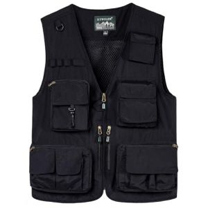 KTWOLEN Homme Gilet de Pêche en Maille Multi-Poches Gilets Léger Respirant à Séchage Rapide Gilet de Photographe Camping Chasse Gilet Extérieur sans Manche avec 15 Poches, Noir, 4XL (KTWOLEN, neuf)
