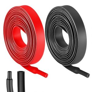 Lot de 2 gaines thermorétractables 3:1 - Diamètre : 19,1 mm et 2 m de longueur - Avec colle - Ruban isolant étanche - Rouge et noir - Pour isolation de câbles, marquage, regroupement de câbles, (ZIRANSUPPLYCHAIN, neuf)