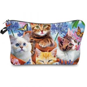 JYNVO Trousse de Maquillage Épaisse aux Motifs de Chats (ROBFLOR MARKET CARS, neuf)