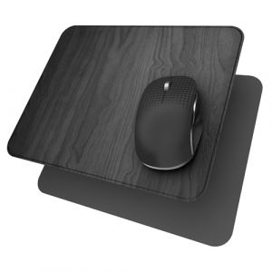 Tapis de souris rigide, ultra fin en cuir synthétique texturé en bois, base en caoutchouc antidérapant, pour bureau, maison, jeux vidéo (gris) (YUNYE, neuf)