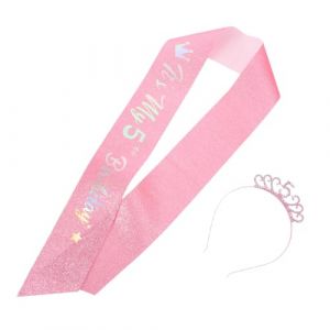 Beaupretty Bandeau Anniversaire pour Fille Couronne Joyeux Anniversaire Joli Bandeau pour Jeunes Gar&ccedil;on Fille Bandouli&egrave;re &Eacute;charpe Paillet&eacute;e pour F&ecirc;te de Princesse (kiLIHK, neuf)