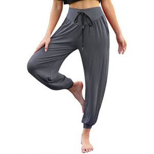 Terecey Pantalon Sarouel Femme &Eacute;t&eacute; en Modal Pantalon Yoga Femme Ample Pantalons de Sport Taille Haute Confortable et L&eacute;ger pour Jogging Loisirs (SUBAILIANG-EU, neuf)