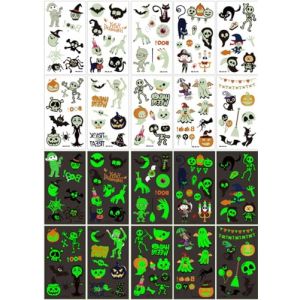QQY 10 stickers tatouage temporaire lumineux, style mixte autocollant tatouage temporaire, tatouage lumineux, tatouage faux papillon sirène ou plus maquillage de fête (B) (EONYUANGUO, neuf)