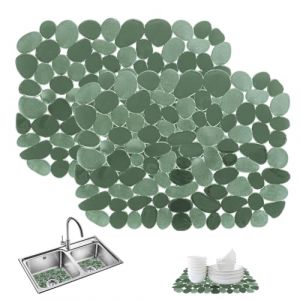 2 Pièces Tapis Evier Cuisine, 30x40 cm Protege Evier Cuisine, Tapis D'évier de Cuisine en PVC, Tapis Protection Fond Évier, Tapis Fond Evier Découpable, Tapis D'évier en Galets pour Couverts, Verrerie (USMSXZS, neuf)