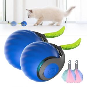 GMTEO Jouet Interactif pour Chat, 2025 Nouveau Jouet pour Chats Balle Interactive Chat avec Queue en Peluche, Intelligent Balle Interieur pour Chiens et Chats (Bleu - 2pcs) (BUke, neuf)