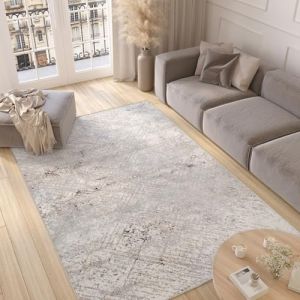 TAPISO Valley Tapis Poil Court Moderne Gris Cr&egrave;me Beige Mouchet&eacute; Motif Abstrait Tapis Salon Chambre Adulte Salle &agrave; Manger Bureau Oeko-TEX R&eacute;sistant 300 x 400 cm (TAPISO-FR, neuf)