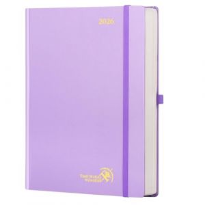 POPRUN Agenda 2026 Journalier A4 Grand Format 30,5 x 21,5 cm - Couverture Rigide, 1 Page par Jour, D'Jan 2026 à Déc 2026-12 Mois, Avec signet à 2 rubans, Papier 80 g/m², Violet (Time Works Wonders, neuf)