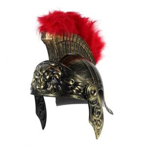 CLISPEED Casque Gladiateur Adulte Plastique L&eacute;ger avec Plume Rouge Accessoire Costume Cosplay Soldat Romain Casque Antique pour F&ecirc;te et D&eacute;guisement (Yeahzl, neuf)