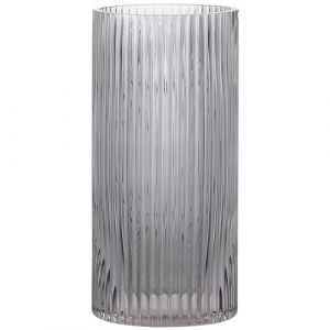 KAYLETIN Vase en verre noir pour fleurs, vases en verre côtelé, vase noir pour fleurs, grands vases cylindriques pour salon, table à manger, mariage, étagère, bureau, 25CM (KAYLETIN, neuf)