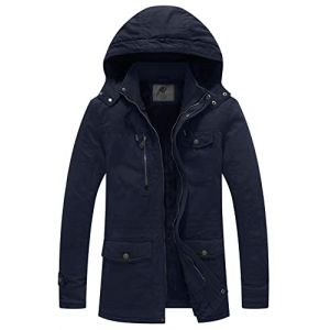 WenVen Homme Blouson Matelass&eacute; d'hiver en Coton Veste Ext&eacute;rieure Chaude Coupe-Vent Manteaux &agrave; Capuche en Fausse Fourrure Puffer Blouson Parka Bleu Marine M (C'est&nbsp;la&nbsp;vie, neuf)