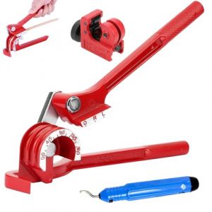 Taipintee Cintreuse de 6/8/10 mm, Peut Cintrer avec Pr&eacute;cision &agrave; des Angles de 0&deg;/45&deg;/90&deg;/135&deg;/180&deg;, avec Coupe Tube et Ebavureur, pour Tubes M&eacute;talliques, Tubes en Cuivre et Tubes en Aluminium (Rouge) (lealong, neuf)