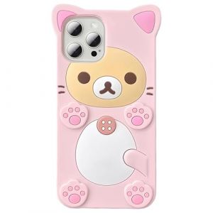 IAIYOXI Coque de t&eacute;l&eacute;phone pour iPhone 14 Motif Ours Mignon 3D Dessin anim&eacute; Mode et &Eacute;l&eacute;gant Motif Ours Rose Dr&ocirc;le Design Coque de Protection en TPU Souple Coque de Protection en Silicone pour Femmes (meile, neuf)