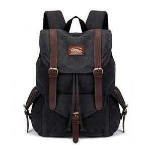 Sac &agrave; Dos en Toile Sac d'ordinateur Portable Cartable Pack de Sport en Plein air pour Les randonn&eacute;es p&eacute;destres, Le Camping par KAUKKO (Noir) (ZHANLONG EU, neuf)