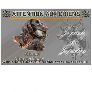 Pets-easy Plaque de porte chien de garde Petit Epagneul De Munster - 30 cm x 18 cm - PVC - Panneau chien - Panneau de rue - Chasse - Champêtre Français - Vis auto perforantes (Pets-easy, neuf)