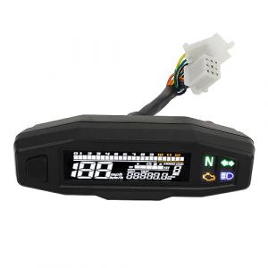 Compteur de vitesse moto, 0-199KM/H 12V Affichage LCD Universel Compteur de vitesse Odomètre Jauge de carburant avec rétro-éclairage, Kilomètres Miles Switching, Jauge digitale (biaterd, neuf)
