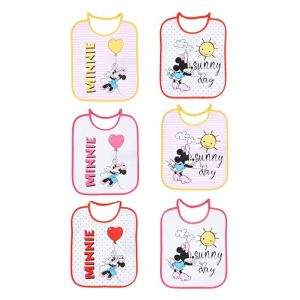 Minnie Mouse, Lot 6 Bavoirs 27x22.5cm, Bébé Fille (Jaune,Taille unique) (Massi s.r.l., neuf)