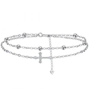 J.MUEN Bracelet Croix Religieuse Femmes en Argent Sterling 925 - avec Pendentif en Forme de Celtiques - Bijoux Croix de Saint Valentin No&euml;l pour Femmes (MUEN JEWELRY, neuf)
