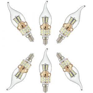 ZHIYUE Lot de 6 ampoules LED E14 petite ampoule à vis 10W Froid 6000K, 1000lm lumière Non Dimmable luxe moderne lustre ampoule forme de flamme AC 240V, petite vis Edison SES LED lampe de maïs (ZHIYUE1, neuf)