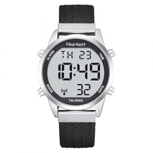 Hearkent Montre parlante pour Personnes âgées, Grand Nombre, Facile à Voir, Voix française Forte et Claire (Nylon Noir) (Avtrek, neuf)