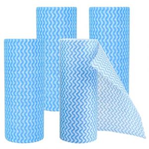 NLONLL 4 Rouleaux Chiffon de Nettoyage Jetables Serviette de Nettoyage Sopalin Reutilisable Lavable Nettoyage Chiffon en Tissu Non Tissé Lavette Cuisine Rouleau pour Lavage Maison Voiture (Bleu) (FUKJLKSESOIR, neuf)