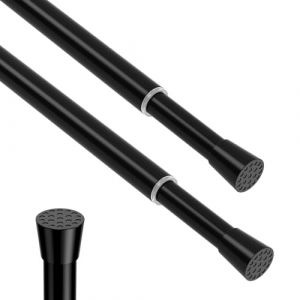 AIZESI Lot de 2 Tringles &agrave; Rideau Sans Per&ccedil;age et Sans Vis 50-69 cm - Barre &agrave; Rideaux Extensible &agrave; Tension R&eacute;glable pour Fen&ecirc;tre et Porte (13mm de Diam&egrave;tre) &ndash; Noir (AIZESI FR, neuf)