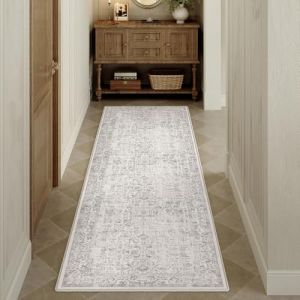 HUGEAR Gris Tapis Couloir Lavable en Machine Tapis de Passage Cuisine Chambre Adulte Tapis Couloir Long 60x180cm Doux Vintage Descente de Lit AntidéRapant Decoration Chambrel Mangerd (RONGBEN, neuf)